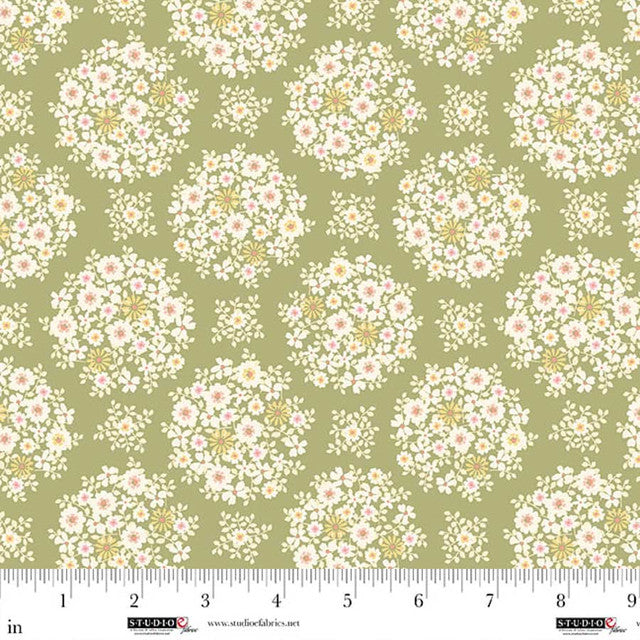 Sage Floral Bouquet Layla 44"/45" Cotton Fabric per Yard