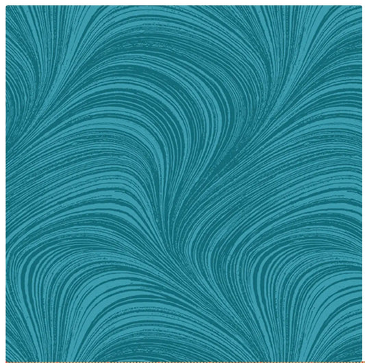 Blue Turquoise Color Wave Texture Flannel Wideback Fabric per yard