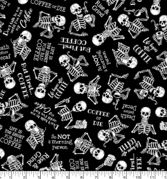 TT Tossed Skeletons In Need Of Coffee Black