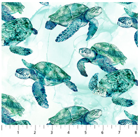NC Coral Reef Turtles White Multi