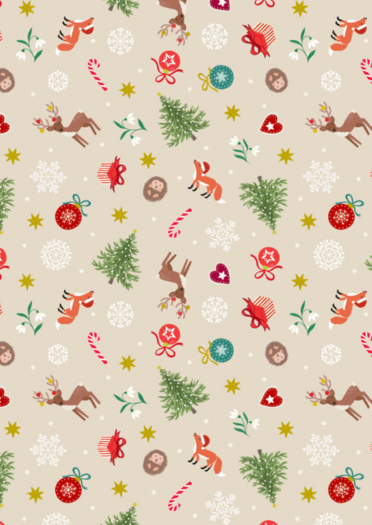 LI Scattered Festive Cream Christmas in Bluebell Wood