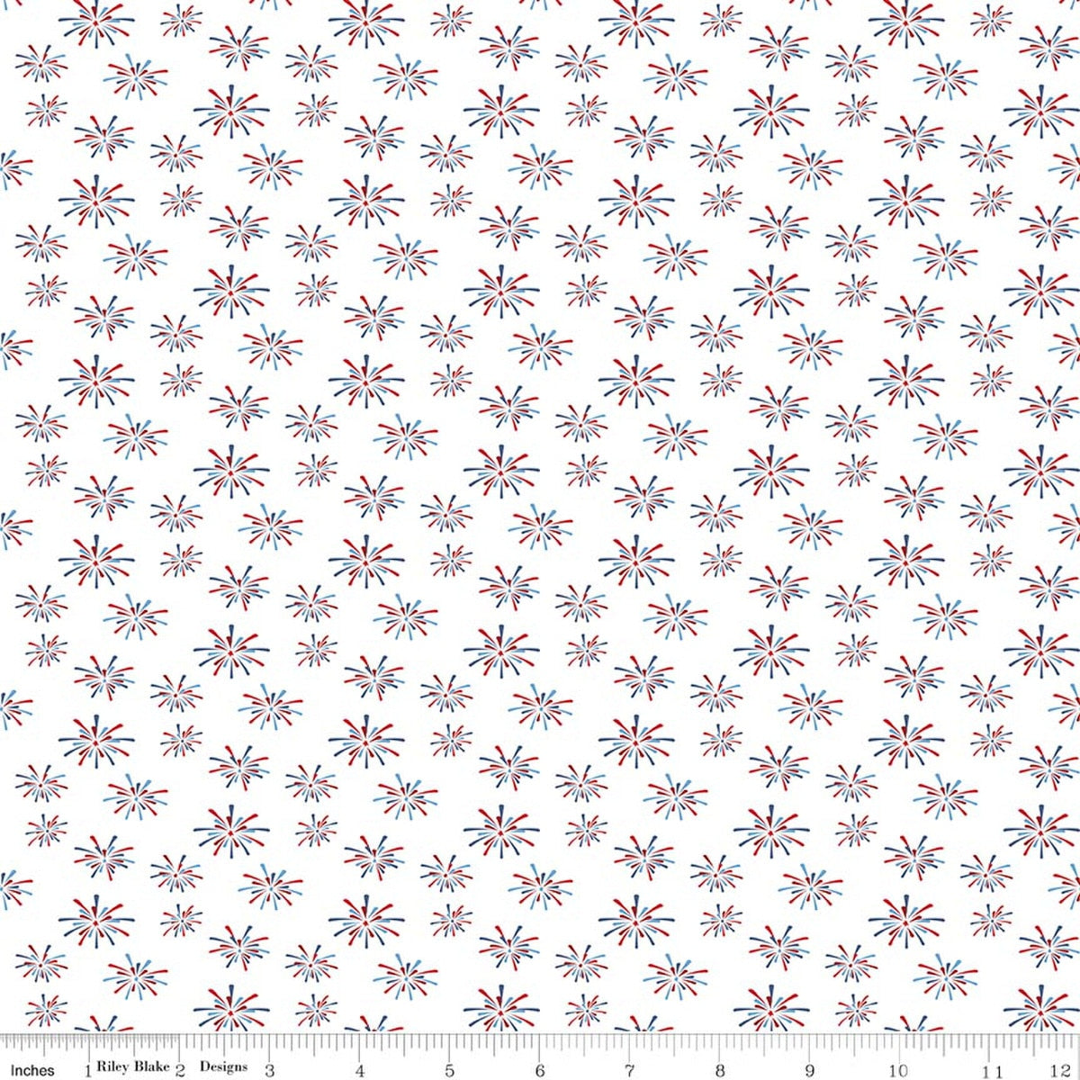 Seasonal Basics Fireworks White 44"/45" Cotton Fabric Per Yard