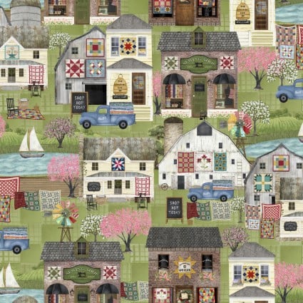 Shop Hopping Around Town Cotton 43"/44" Fabric Per Yard