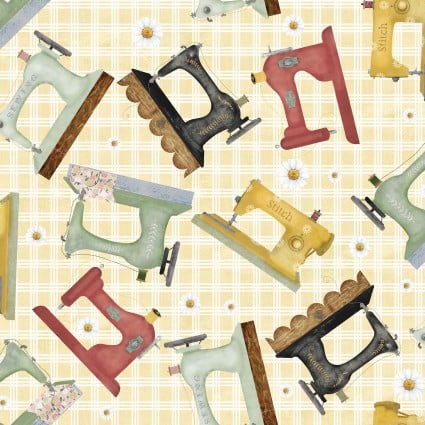 Shop Hopping Sewing Machine Toss Cotton 43"/44" Fabric Per Yard