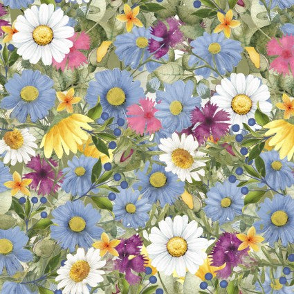 Shop Hopping Spring Bouquet Cotton 43"/44" Fabric Per Yard