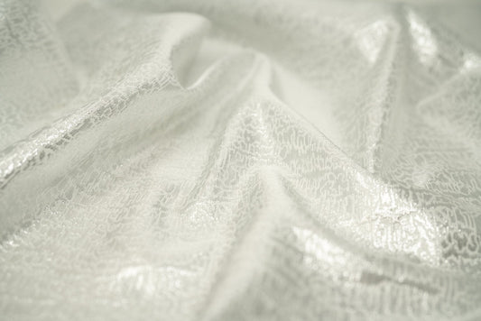 Snow Storm Metallic Brocade Fabric | Blue Moon Fabrics