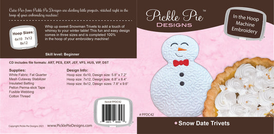 Snow Date Trivets In the Hoop Embroidery Design Collection