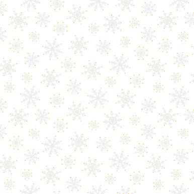 Snowflakes Metallic White Gold Merry Mix 43"/44" Cotton Fabric Per Yard