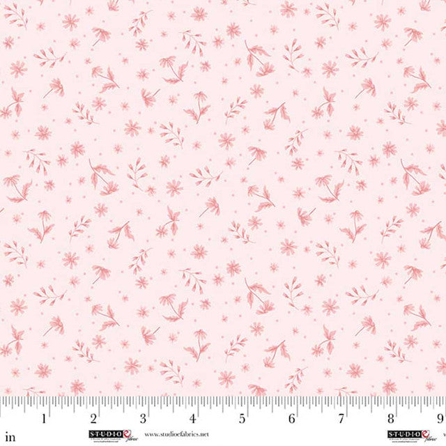 Soft Pink Mini Wild Flowers Layla 44"/45" Cotton Fabric per Yard