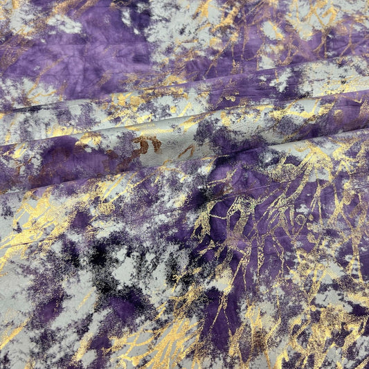 Squall Foiled Tie Dye Spandex Fabric | Blue Moon Fabrics