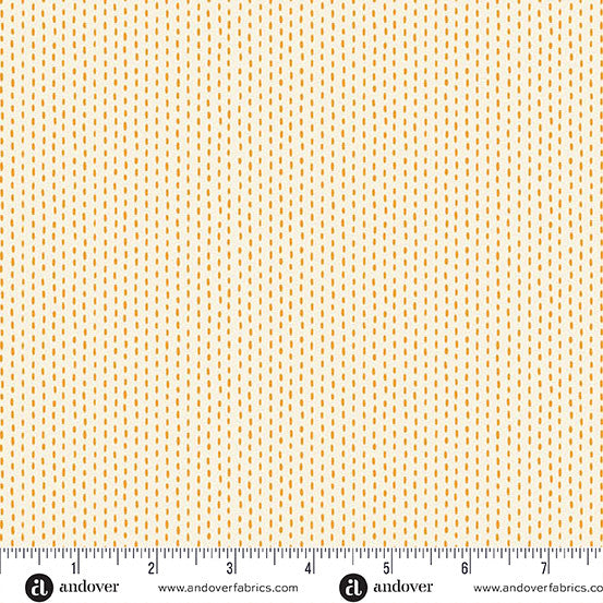 Stitch Line Cream Orange Nightfall 44"/45" Cotton Fabric Per Yard