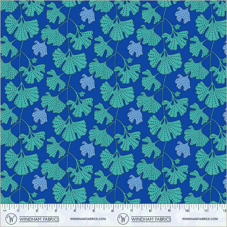 Sunshine Ginkgo Cerulean High Density Cotton 44"/45" Fabric Per Yard