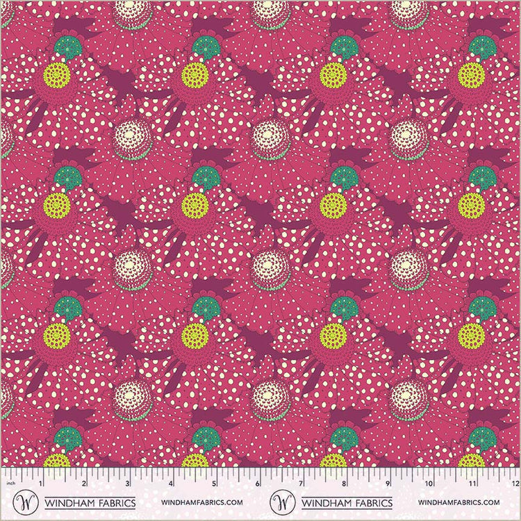 Sunshine Polka flower Plum High Density Cotton 44"/45" Fabric Per Yard