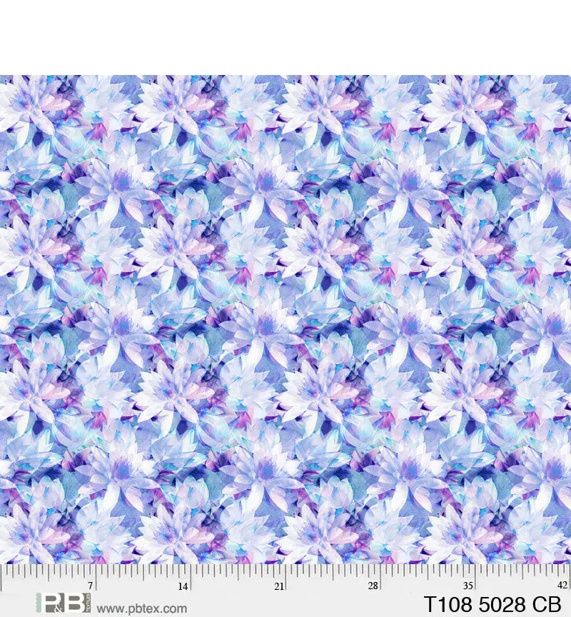 Purple Translucence Flowers Cotton Wideback Fabric per yard