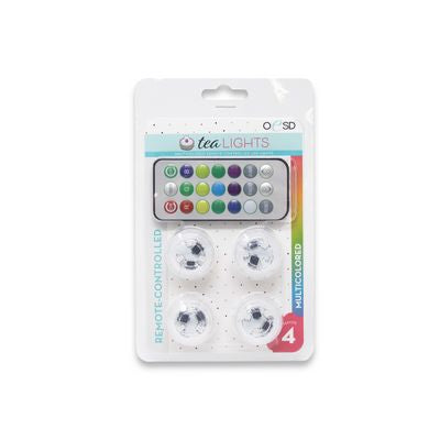 Tealights 4/pk Multi-Color With Remote