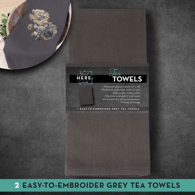 Tea Towel Grey 20inx28in 2/pk
