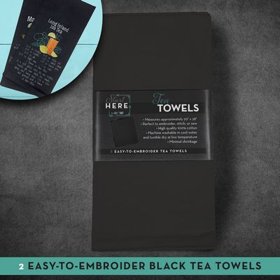 Tea Towel Black 20inx28in 2/pk