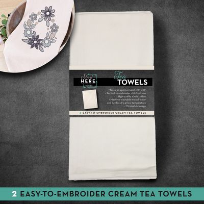 Tea Towel Cream 20inx28in 2/pk