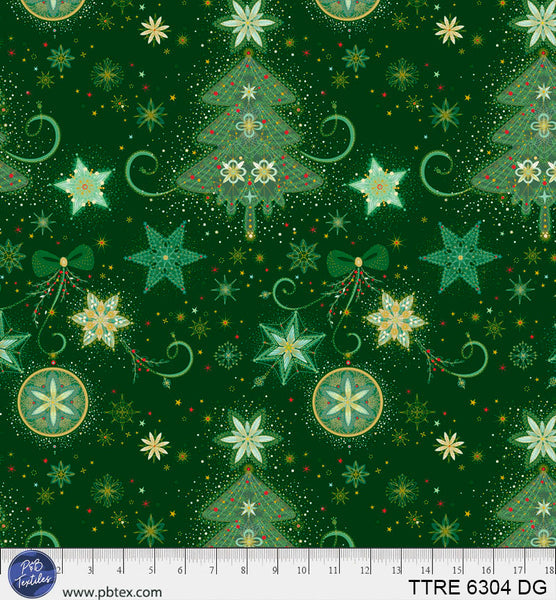 Turnowsky Treasures Delicate Trees Dark Green 44"/45" Cotton Fabric Per Yard