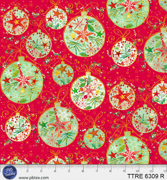 Turnowsky Treasures Allover Ornaments Red 44"/45" Cotton Fabric Per Yard