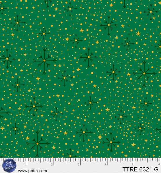 Turnowsky Treasures Twinkling Star Ditzy Green 44"/45" Cotton Fabric Per Yard