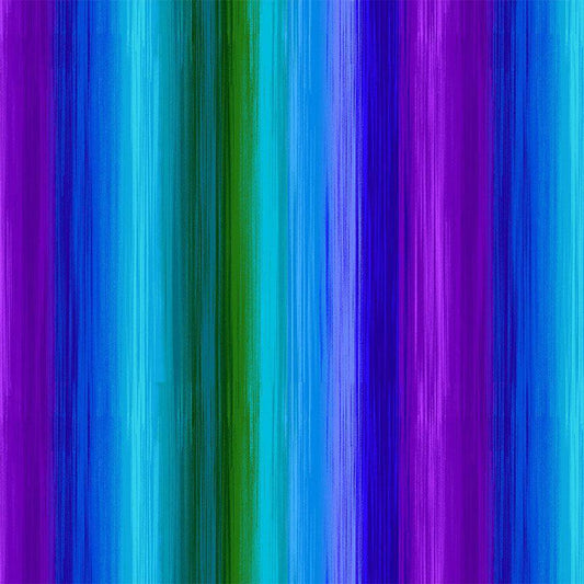 Flourish Peacock Ombre Stripes Cotton 44"/45" Fabric Per Yard