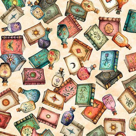 Tan Books Toss Witchypoo Cotton 44"/45" Fabric Per Yard
