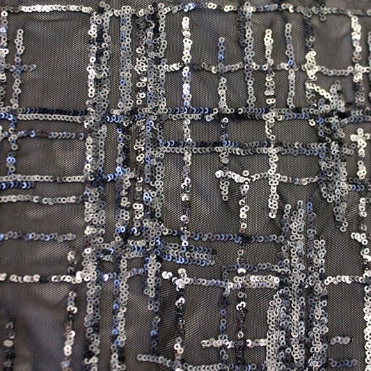 Thin Plaid Stretch Mesh Sequin Fabric | Blue Moon Fabrics
