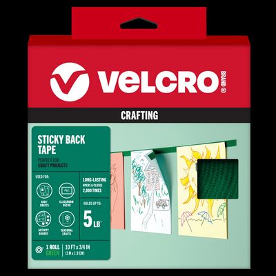 VELCRO Brand Sticky Back 10ft x 3/4in tape. Green