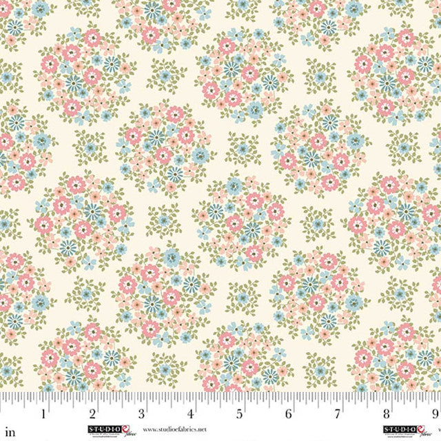 Warm White Floral Bouquet Layla 44"/45" Cotton Fabric per Yard