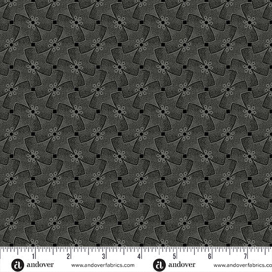 Whirly Gig Black Nightfall 44"/45" Cotton Fabric Per Yard