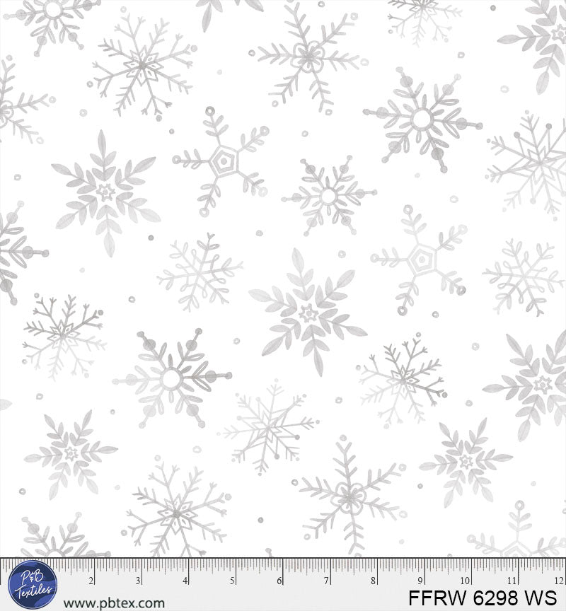 White First Frost Winter Fall 108" Cotton Fabric Per Yard