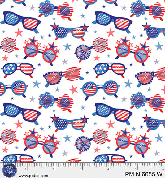 White Patriotic Minis PMIN-6055-W Cotton 44/45 Fabric Per Yard