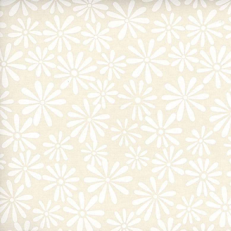White on Natural Flower Power 45" Wide Cotton Fabric (6/8 yard pack)