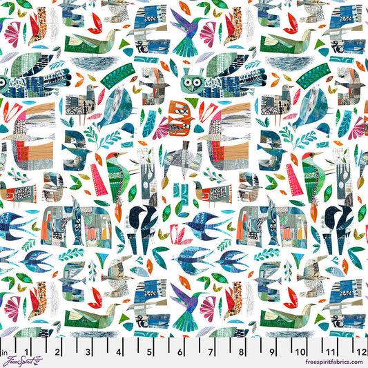 Wild Birds Bright Cotton 44"/45" Fabric Per Yard