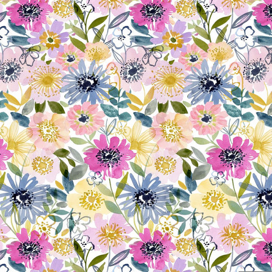 White Angora Garden Cotton Wideback Fabric Per Yard