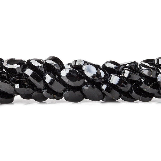 Black Spinel Faceted Oval Beads, 14.5 inch