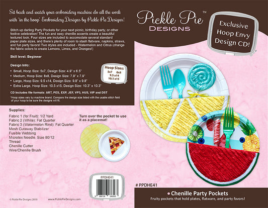 Chenille Party Pockets In the Hoop Embroidery Design Collection