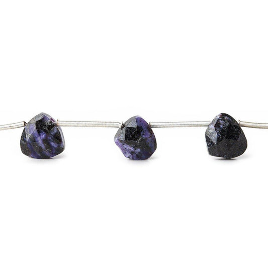 Dark Charoite Beads Top Drilled Faceted 8mm Heart Beads,
