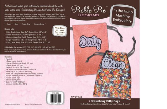 Drawstring Ditty Bags Design In the Hoop Embroidery Design Set