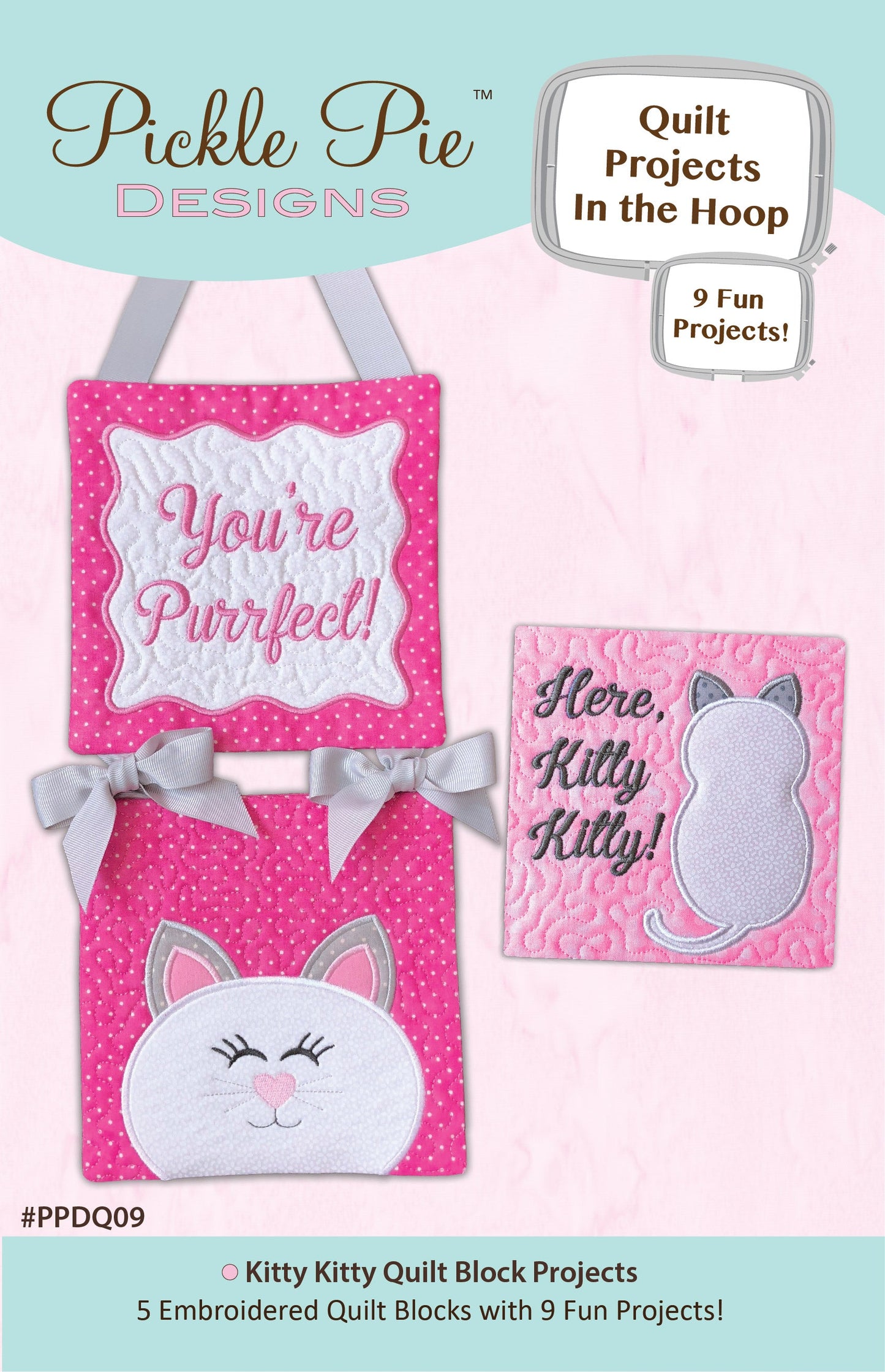 Kitty Kitty Quilt Block Projects In the Hoop Embroidery Design Collection