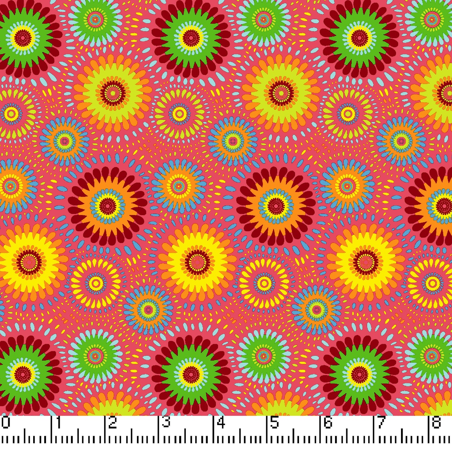 Pink Lucky Medallion 45" Wide Cotton Fabric Per Yard