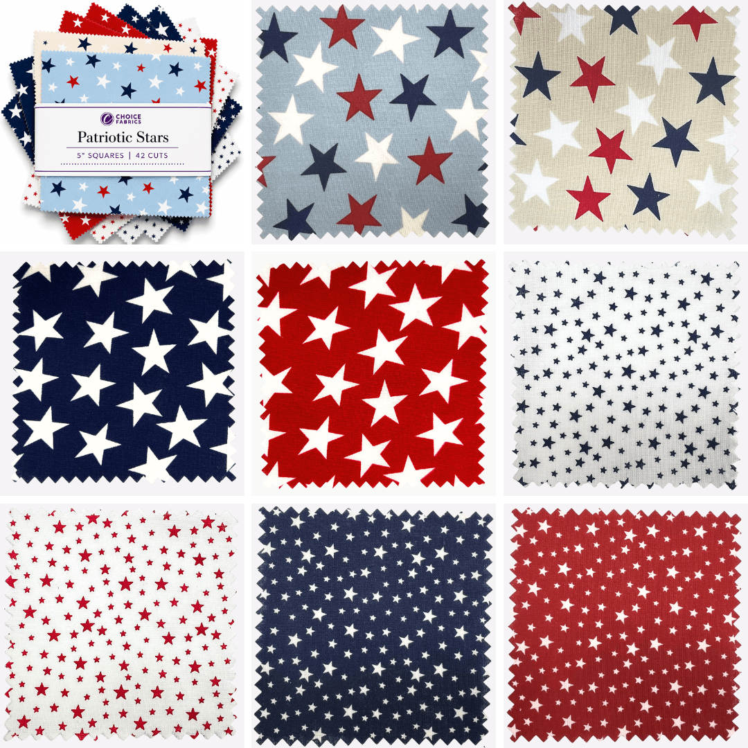 Patriotic Stars - 5x5 Charm Pack (42 Squares)