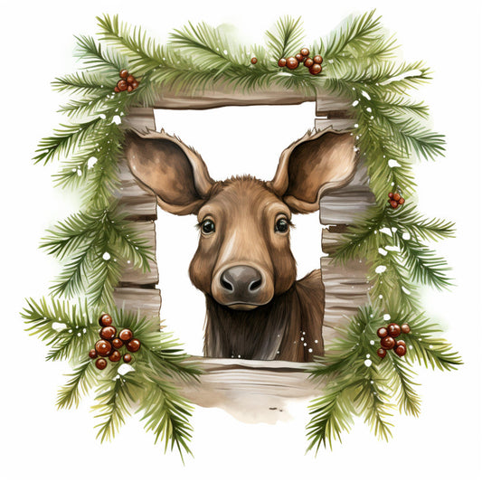 Peeking Moose Fabric Panel 7