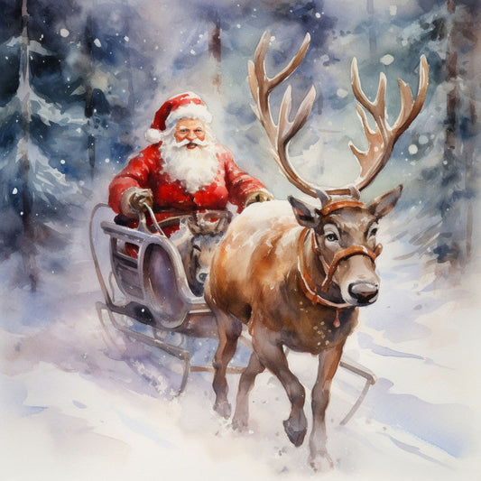 Santa Claus Flying Fabric Panel 2
