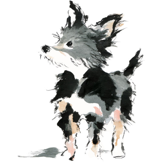 Handdrawn Doodle Dog Fabric Panel 53