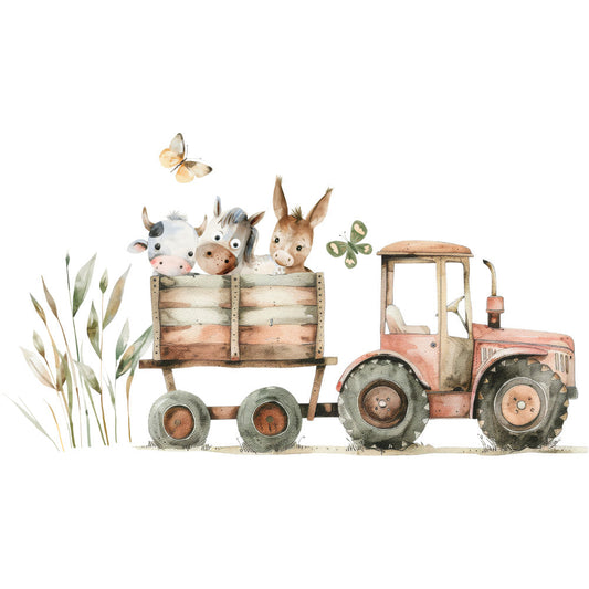 Watercolor Farm Fabric Panel 6