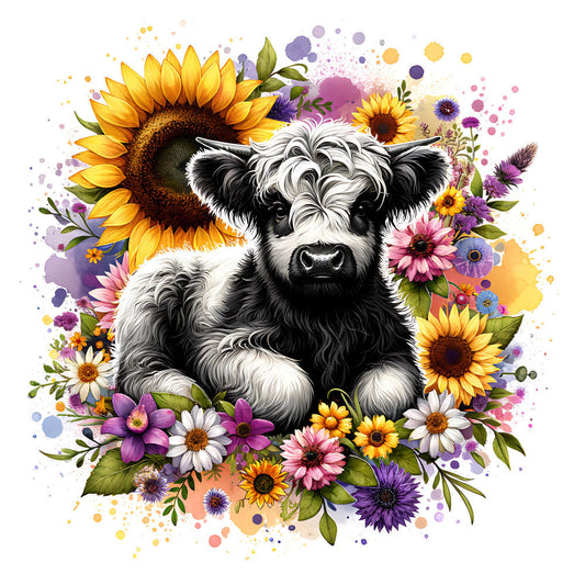 Fancy Highland Cows Fabric Panel 15