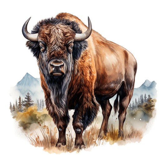Watercolor Bison Fabric Panel 8