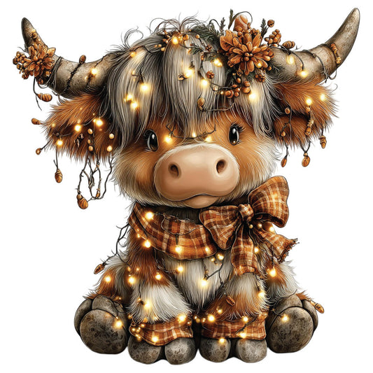 Christmas Highland Cow Fabric Panel 27